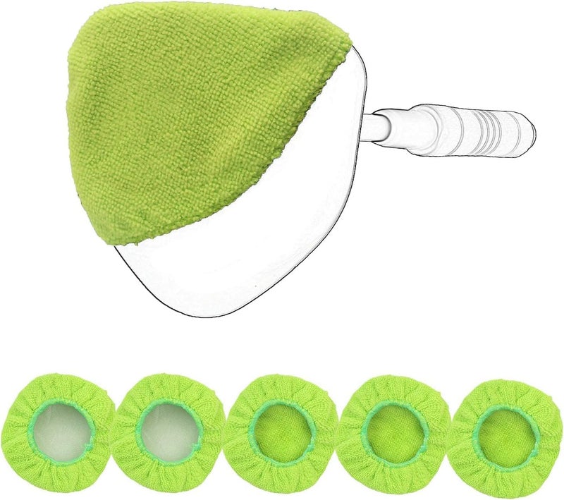 X XINDELL XINDELL 5 Pack Microfiber Pads â€“ Replacement Heads Cover for Xindell Windshield Cleaner Tools. Washable & Reusable Triangle Pads (Green). Fits Window Reach Tool - Handle Not Included - Image 1